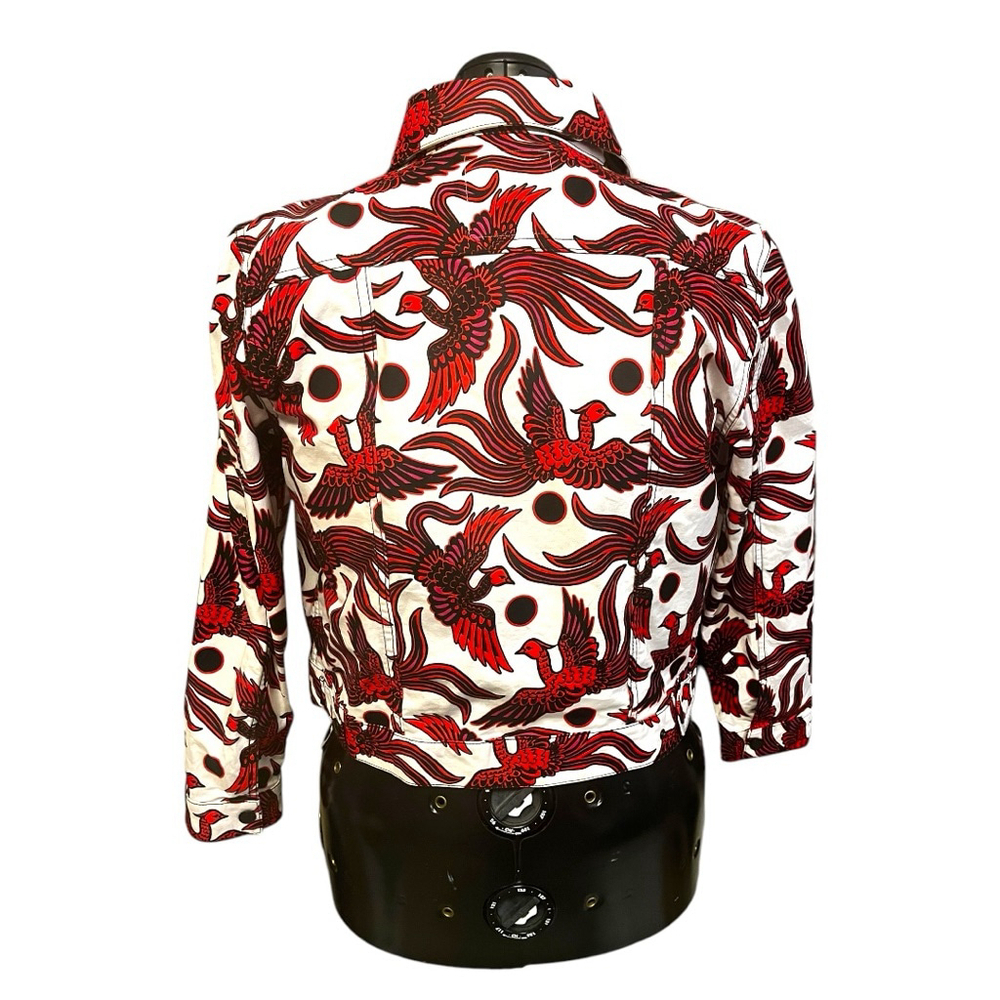 Women's Kenzo Flying Phoenix Cotton Denim Style Jacket, L, White & Red - Picture 11 of 16